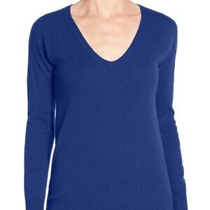 Halogen Cashmere Pullover Sweater V-Neck XS extra small cozy blue Womens NEW